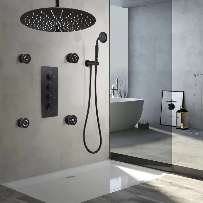 Spa & Wellness Dr Roy Sothers - 4-Piece Matte Black Ceramic Adjustable Flow